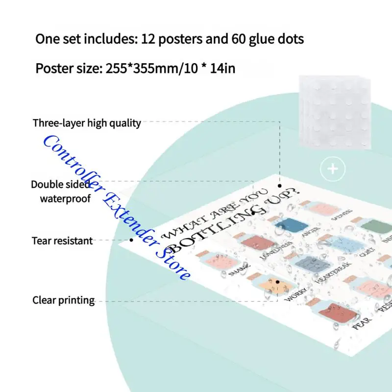 N84B 12 ورقة ملصقات الفصول الدراسية ملهمة للمكتب الفصول الدراسية تهدئة الزاوية ملصق الدافع الصحة العقلية جدار الرسم البياني