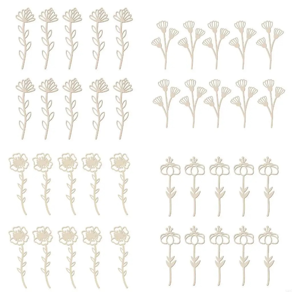 Wildflower Decors Set Flowers Cutout Signs Wildflower Stems for DIY Crafts,Vases Fillers Holidays Home Decors X3UC