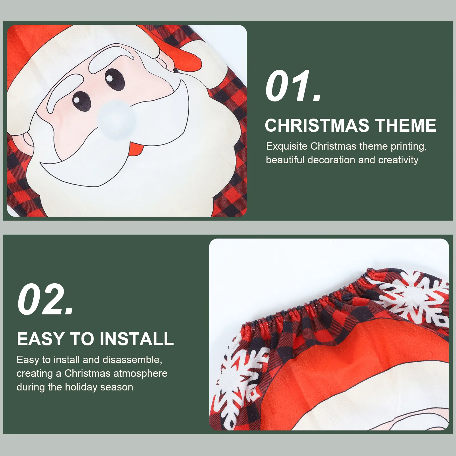 

1 set 1 Set Toilet Seat Cover Mat Christmas Pattern Non-Slip Washable Reusable Rug For Bathroom Xmas Toilet Covers Floor Mat Set