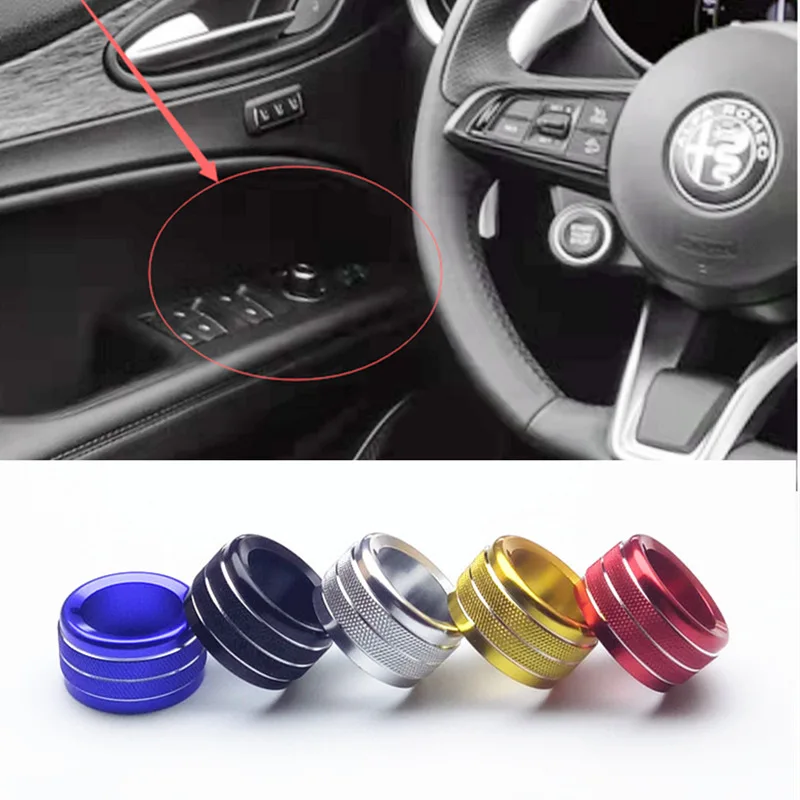 Metal Rearview Mirror Adjust Knob Decoration Ring Car stickers For Alfa Romeo Giulia Stelvio Interior Accessories Trim Part