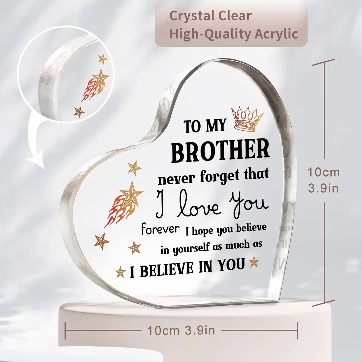 Gifts for Brother, Gifts from Brother , Acrylic Keepsake Fathers Day Birthday Gifts for Brother Adult