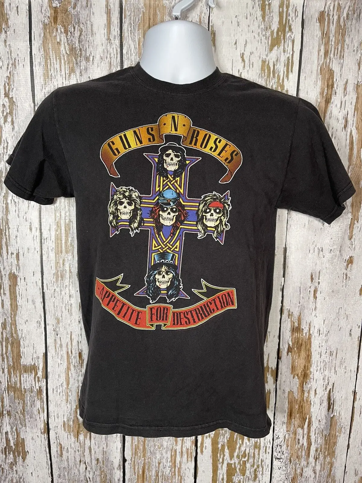 Vintage Guns N Roses Appetite For Destruction Tee T-Shirt Cross Black S