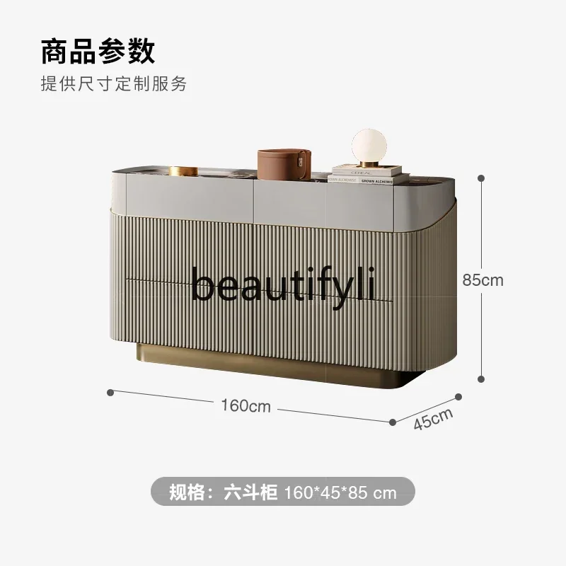 Light luxury six-bucket cabinet marble high-grade paint TV cabinet storage cabinet D80