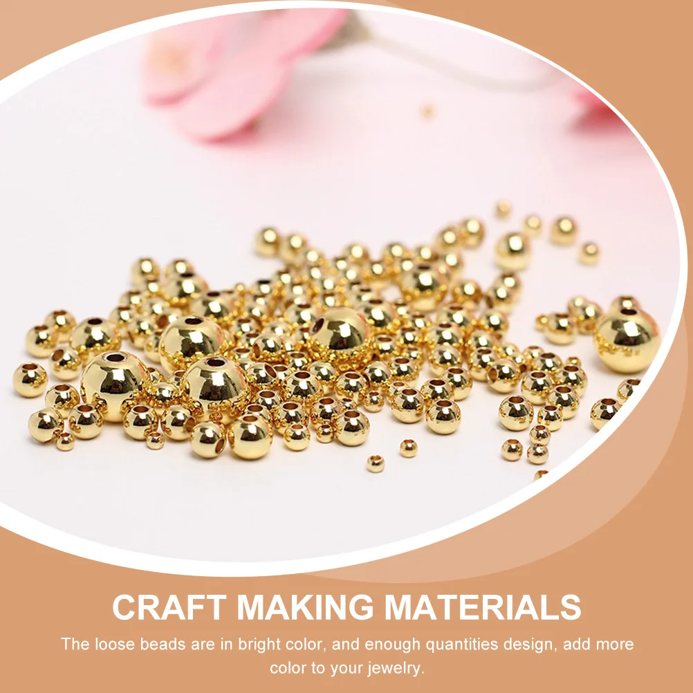 

Gold Round Beads Copper Crafting Jewelry Making Supplies DIY Earrings Bracelet Materials Bright Color Unique Spacer Loose
