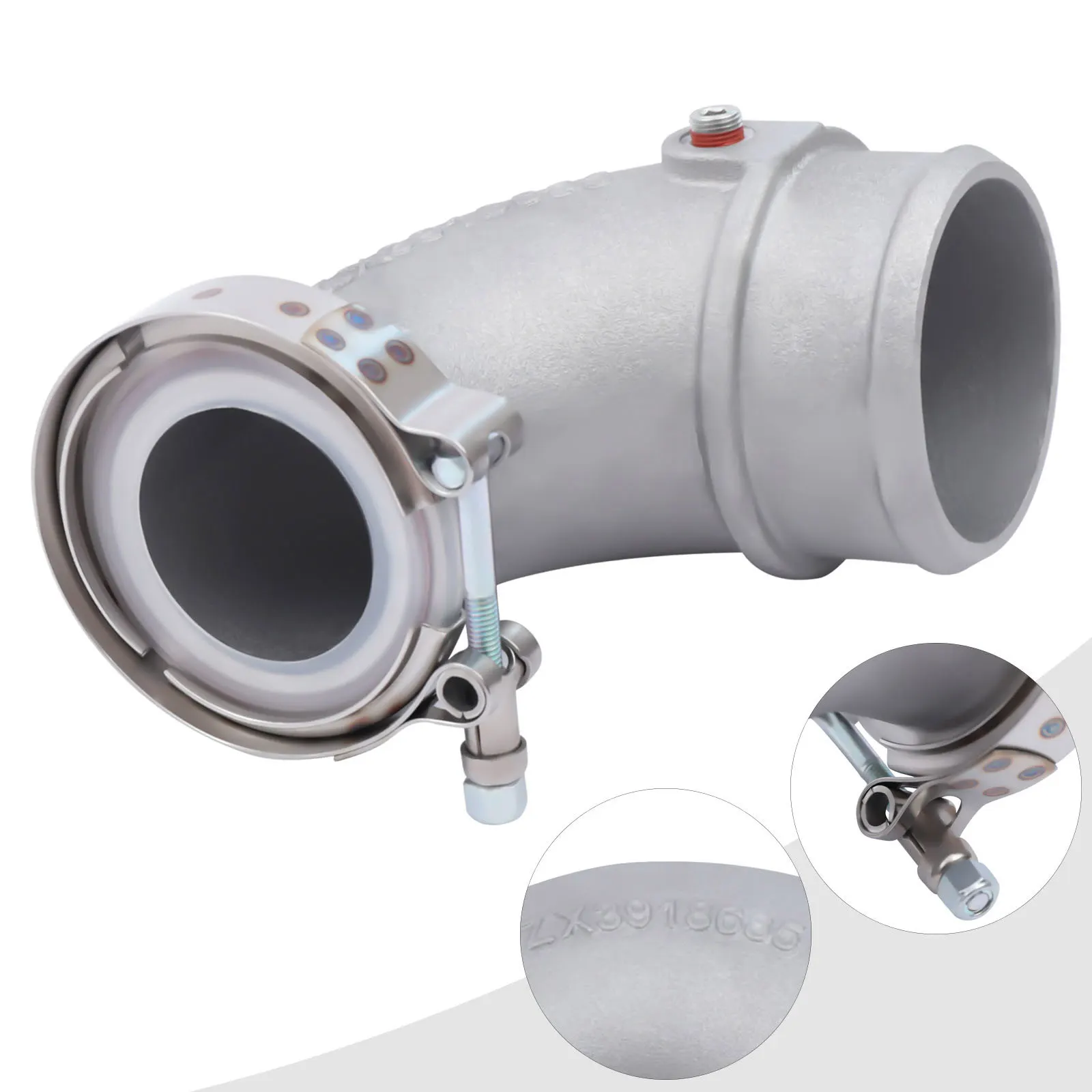 Air Transfer Pipe Intake Elbow High-Quality 90 Degree Silver Transfer Pipe Turbo Intake Elbow For Cummins Holset HX35 HX40 6BTA