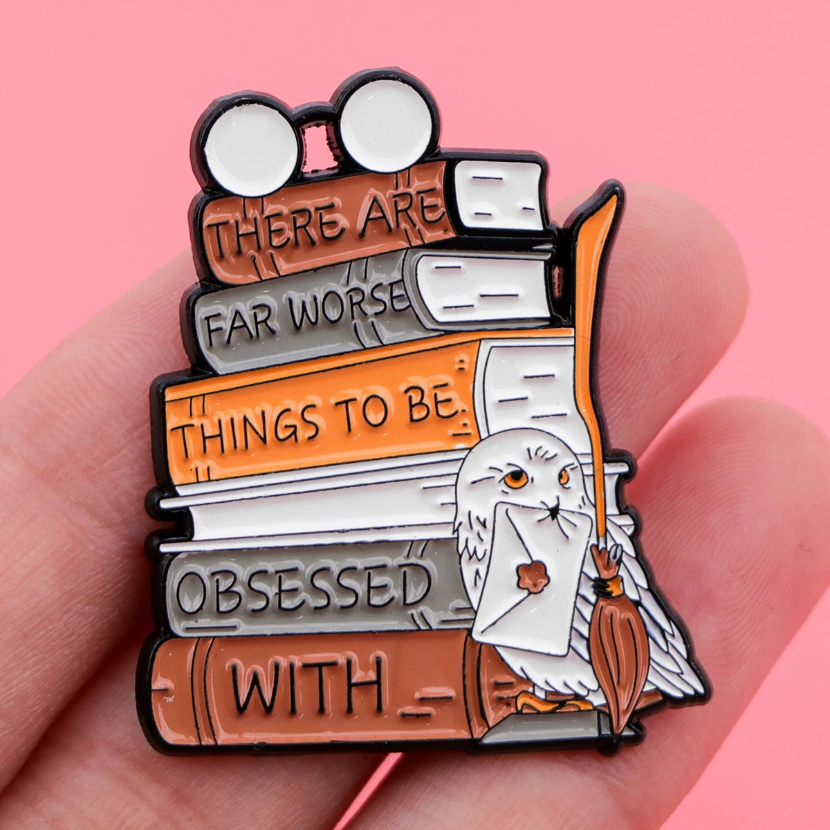 Cute Owl Enamel Pin Wizard Book Brooch Pines Lapel Pins Badge on Backpack Clothing Accessories Movie Jewelry Friends Gifts