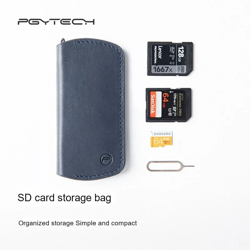 PGYTECH Memory Card Wallet Deep Navy P-CB-036 Portable SD MicroSD CF SIM Card Storage Organizer Case for Camera Travel