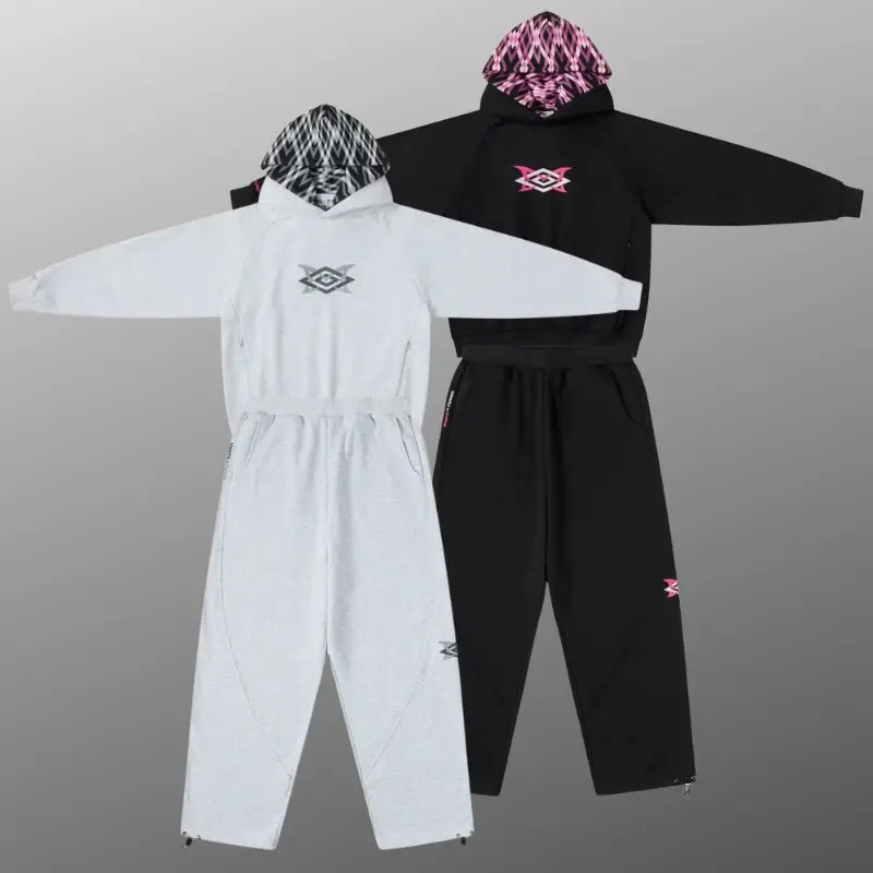 

Winter Men Women Mertra Hoodie Fleece Embroidered Heavy Shadow Butterfly Striped Hooded Sweatshirts Street Tracksuit Loose Pants