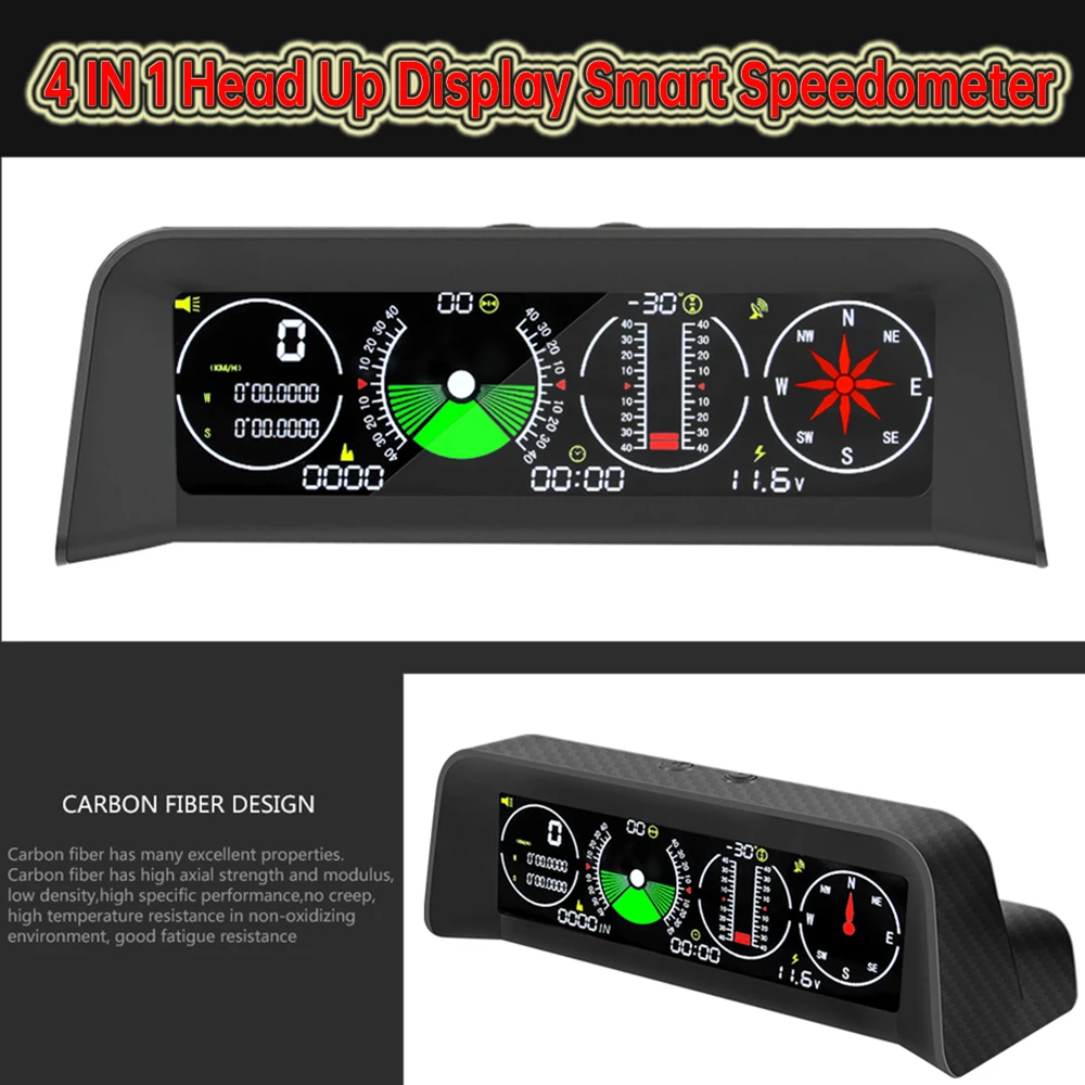 4 IN 1 Multifunctional smart slope meter car inclinometer compass GPS Speedometer Off Road Accessories fatigue driving alarm