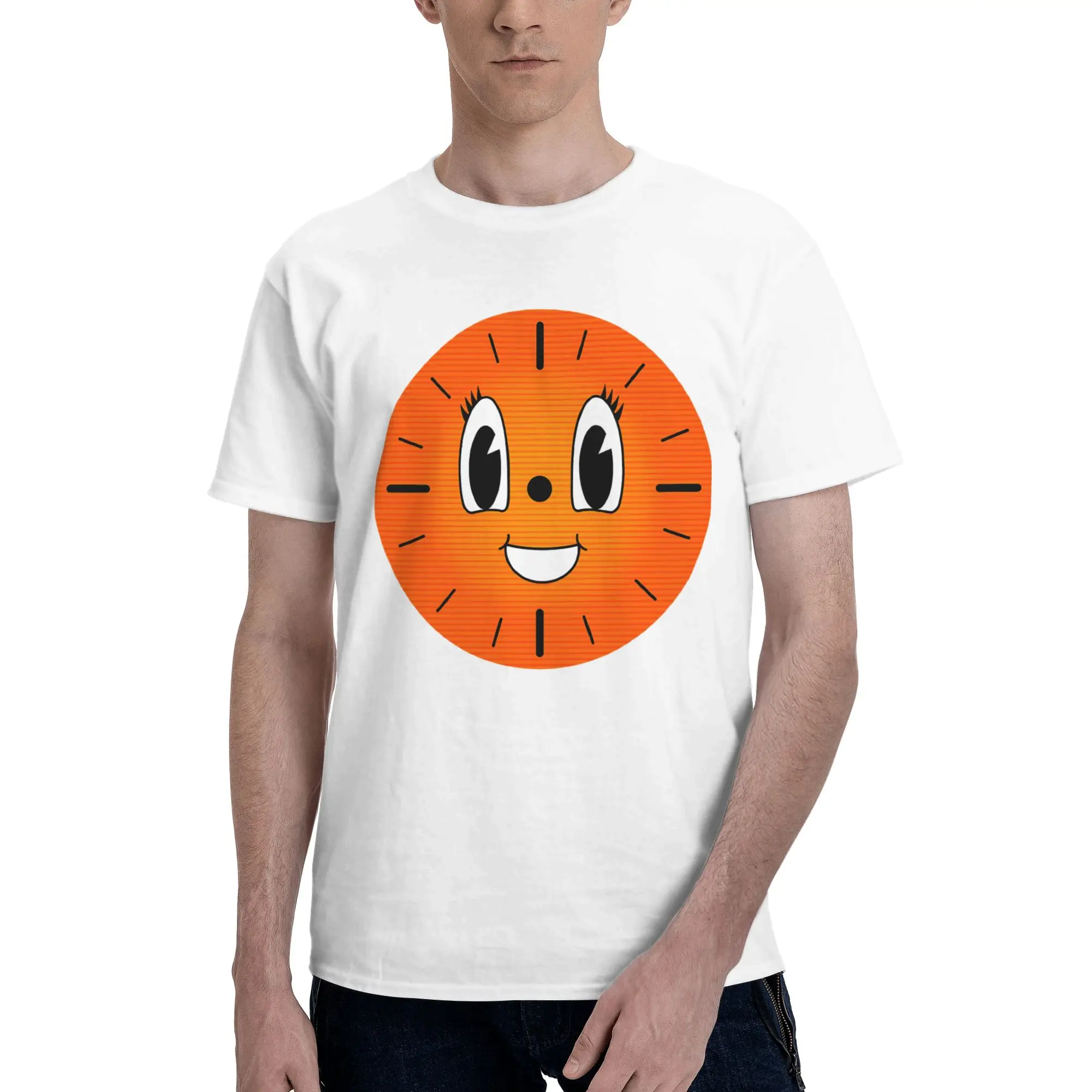 Miss MINUTES Smile - Gradient Orange Screen Effect Couple Style Reversible T-shirt Niche Lazy Style Basic Tee