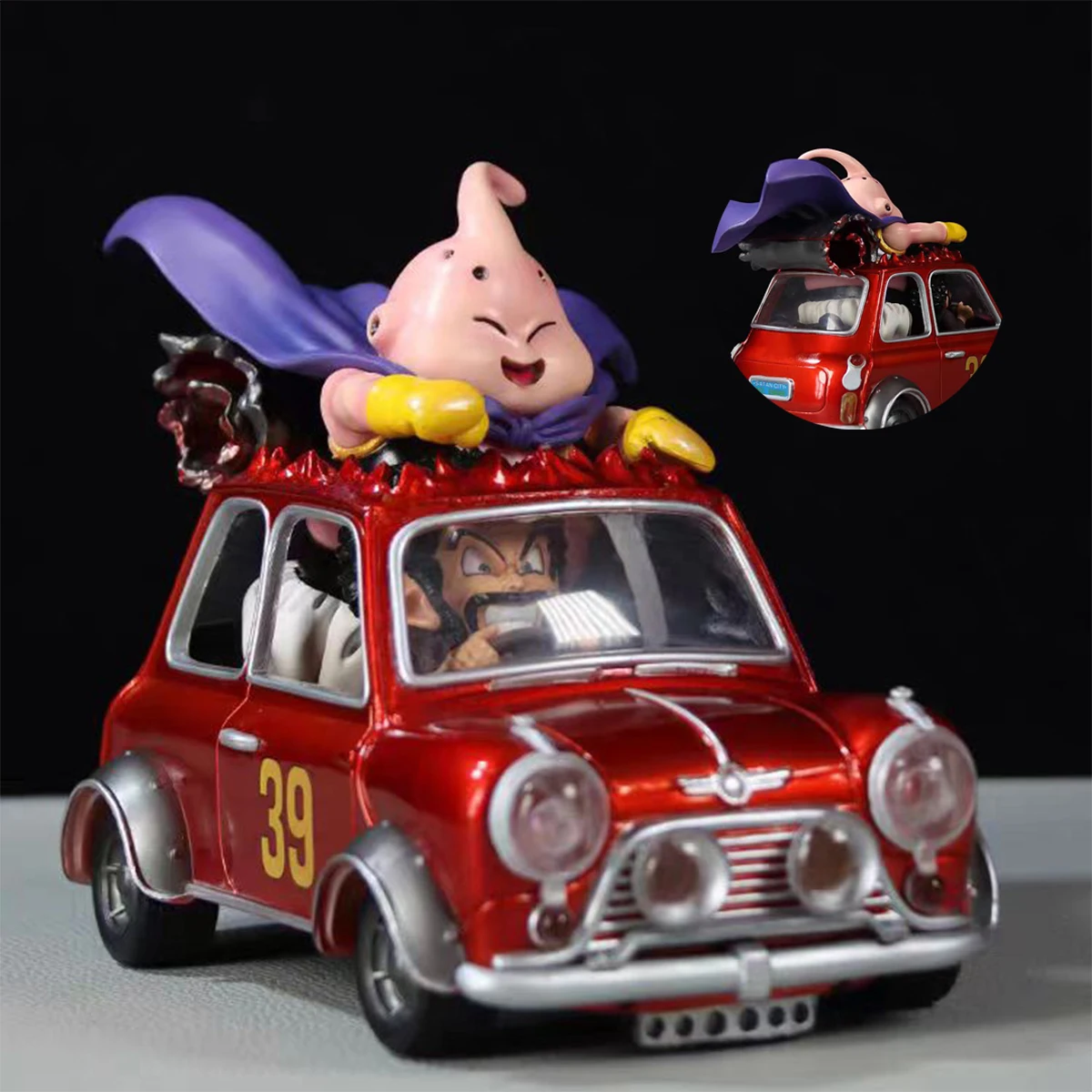 Dragon Ball Z Majin Buu Anime Figures Fat Buu Figurine Mr. Satan Drive Car 12cm Pvc Statue Model Desktop Decoration Toys Gifts