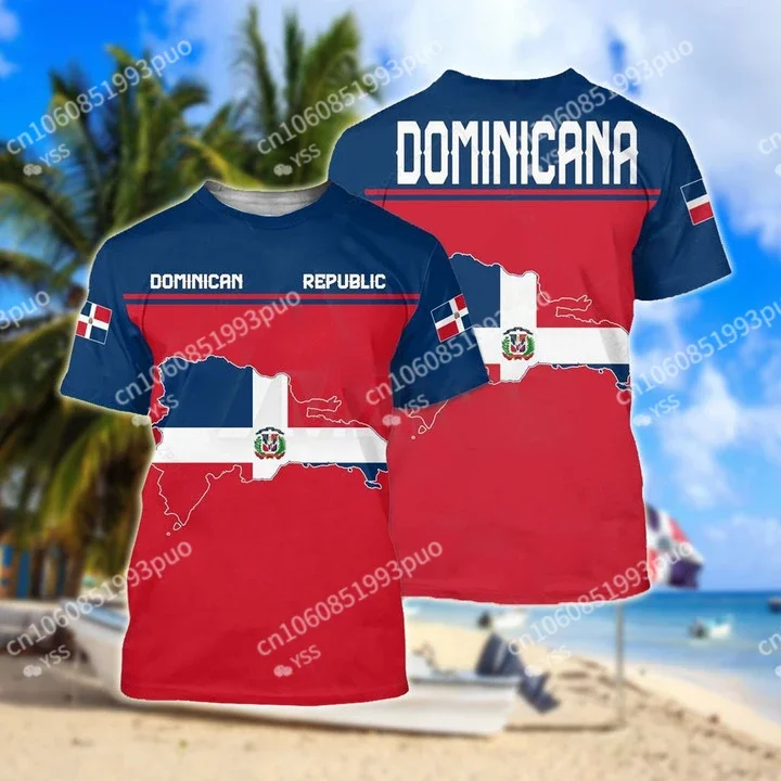 Summer men's/women's 3D printed Dominican Republic flag T-shirt street personality trend all-match loose oversized short sleeve