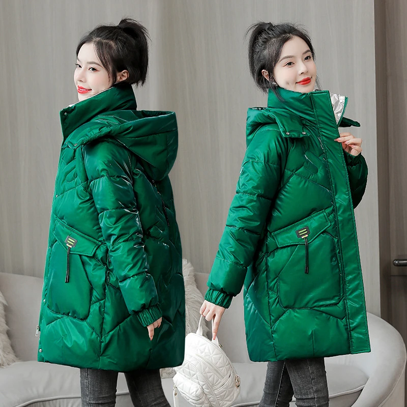 Thời Trang Mới Cotton Nữ Đệm Áo Khoác Mùa Đông Cao Cấp Nhiều Màu Sắc Tươi Sáng Parkas Mũ Trùm Cổ Áo Đứng Ấm Nữ Áo Khoác Nữ