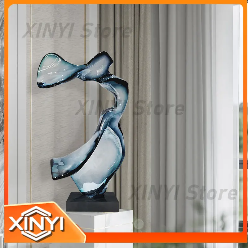Abstract Transparent Resin Sculpture Art Floor Decor for Hotel Lobby Sales Office Club Lounge Living Room Entryway Decoration