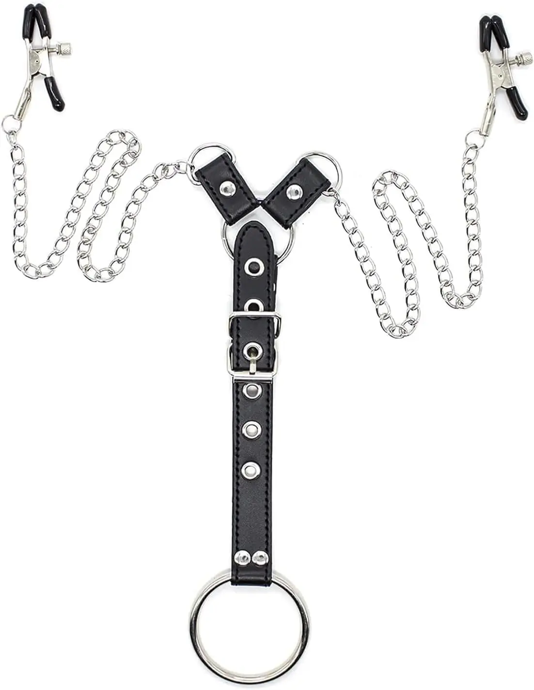 Men's Nipple Clamps Cock Cage Chastity Belt with Cock Rings Ring Chastity Cage Bondage Stainless Steel Nipple Clamps Man Se