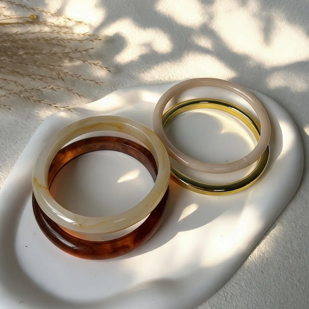 3/4 Pcs Smudged Thin Resin Bracelet Set Multicolor Stackable Round Bangles Marble Pattern Circle Shape Cuff Bracelet Set Gifts