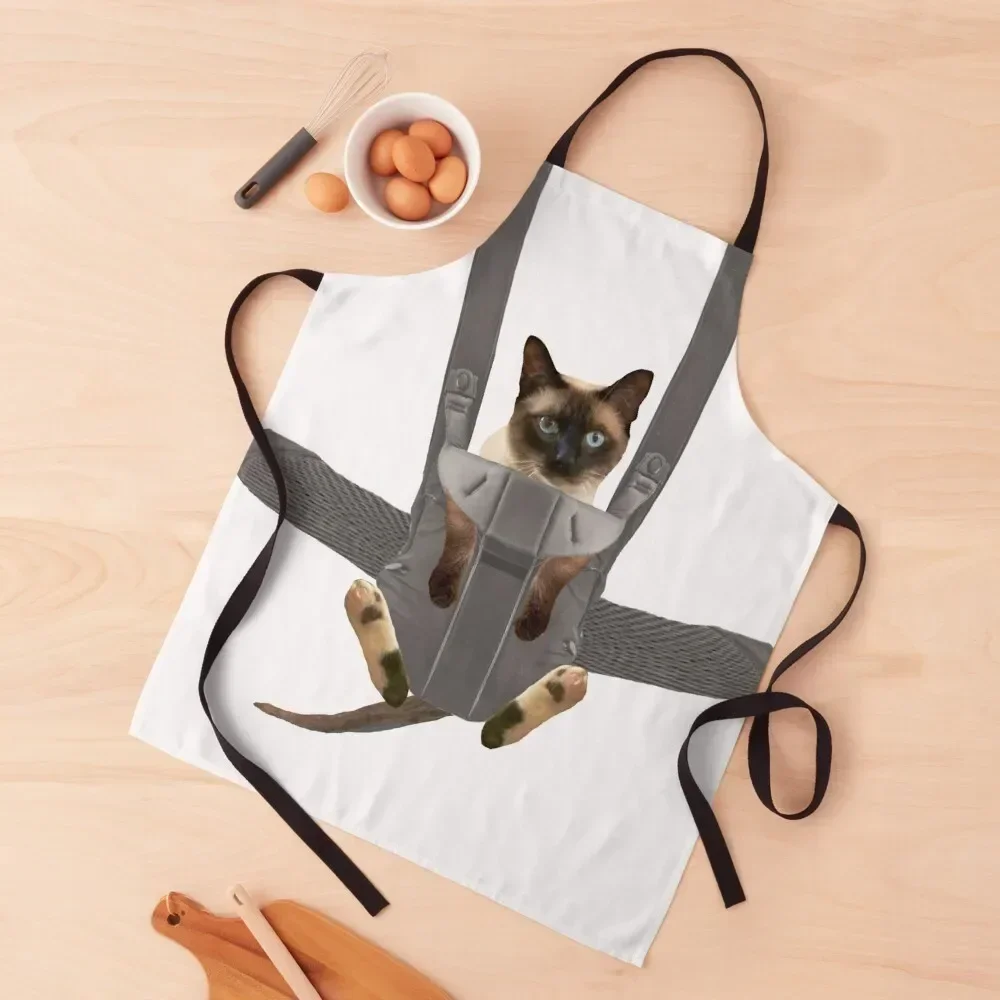 Siamese Cat in Baby Carrier Apron Women's Kitchen Korean Ladies Apron