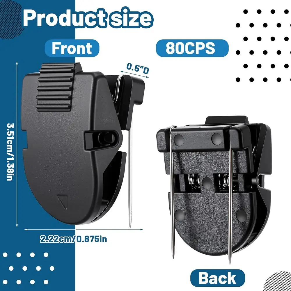 80 قطعة من مشابك الأقمشة، ملحقات المكعبات، لوحة تقسيم القماش، مشبك جداري لصور المكتب (أسود، أبيض)