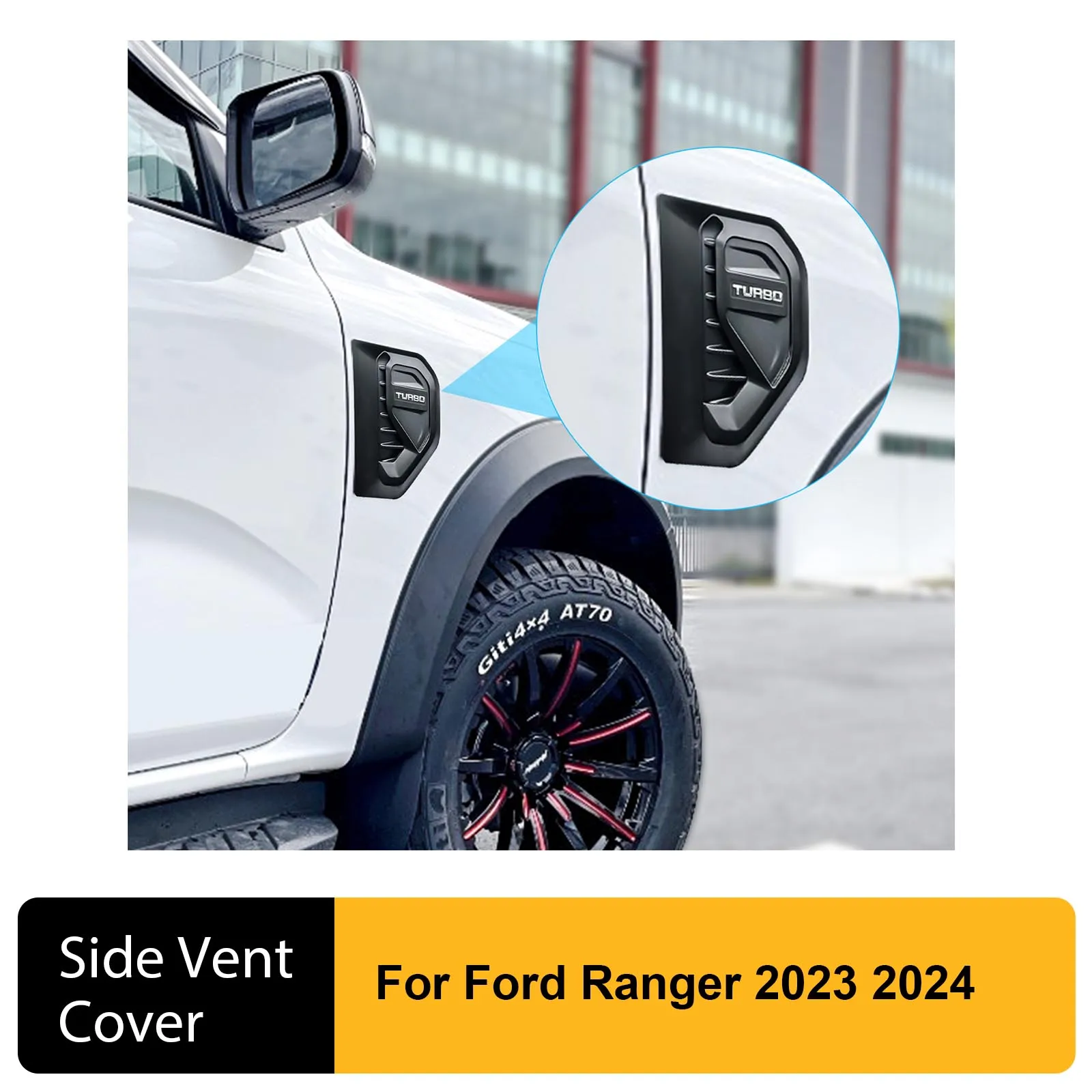 

For Ford Ranger T9 2023 Wildtrak XLT XLS XL Sport Matte Black Side Vent Fender Cover Trim 4X4 Car Accessories