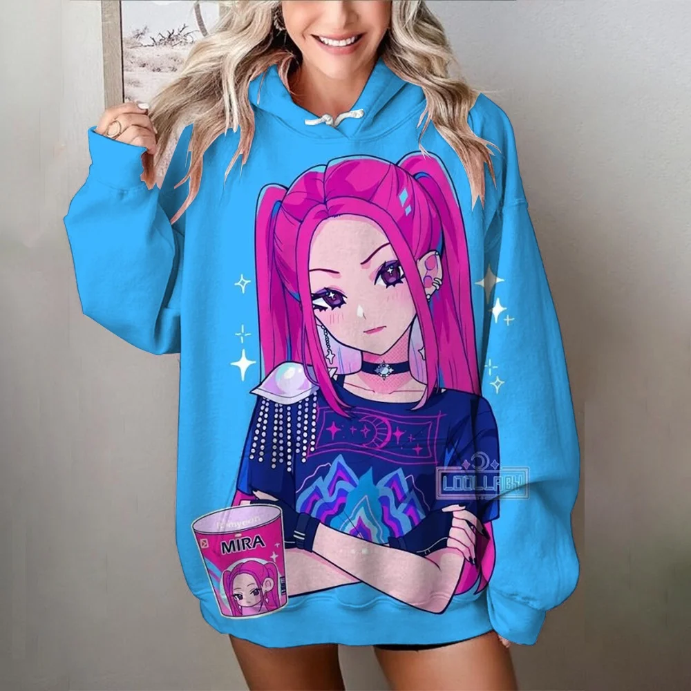 

K Pop Demon Hunters Print Women Sweatshirt Soft Casual Loose Vintage Female Hoodies 2025 Winter Student Tops kpop demon hunter