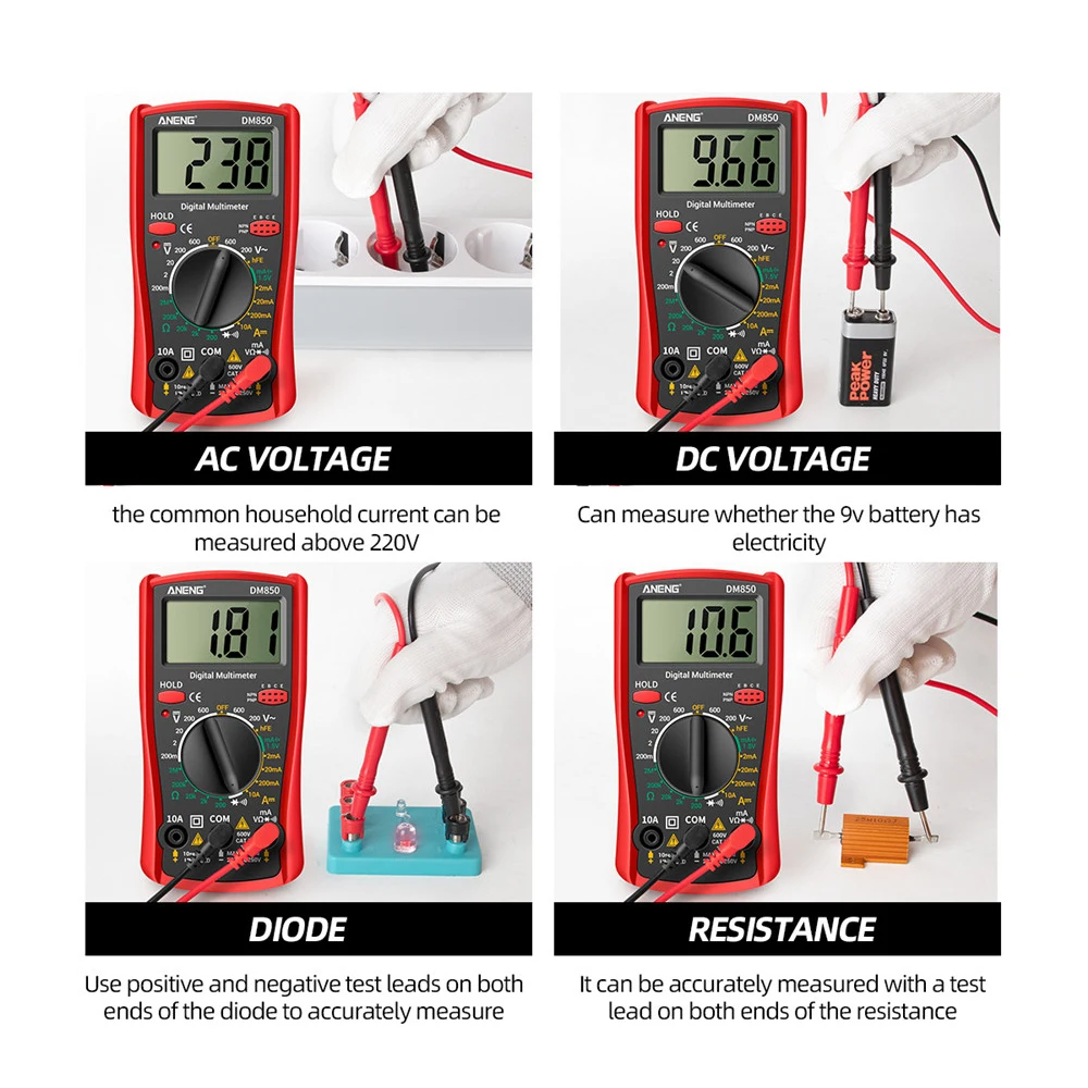 Digital DM850 Multimeter Professional 1999 Counts Multimetro Tester Voltage Current Amp Diodes Tester AC / DC Ohm Testers