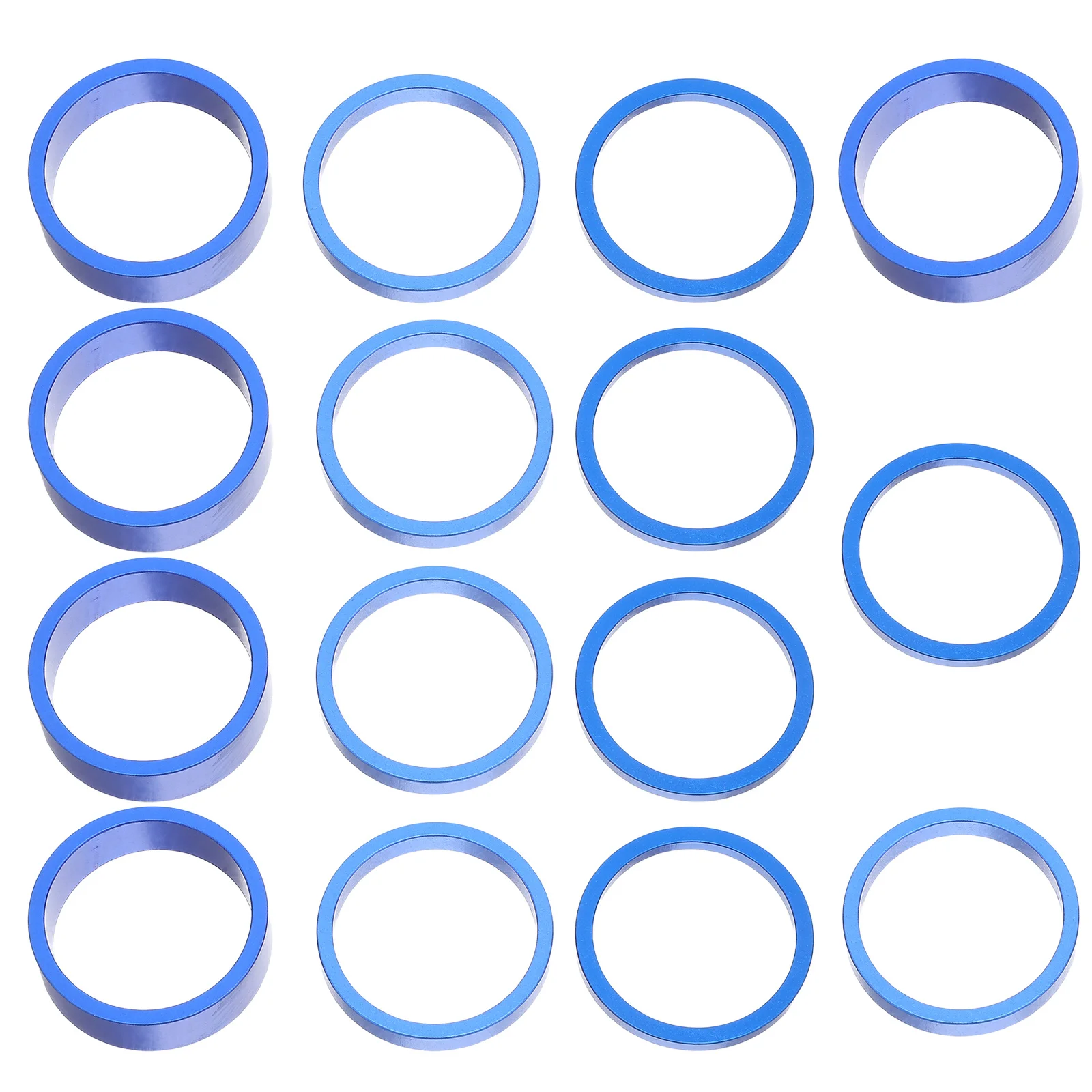 15Pcs Aluminum Alloy Bike Front Fork Spacers Blue Finish Road Mountain Bikes Handlebar Stem Spacer Kit Front Fork Stem Spacer