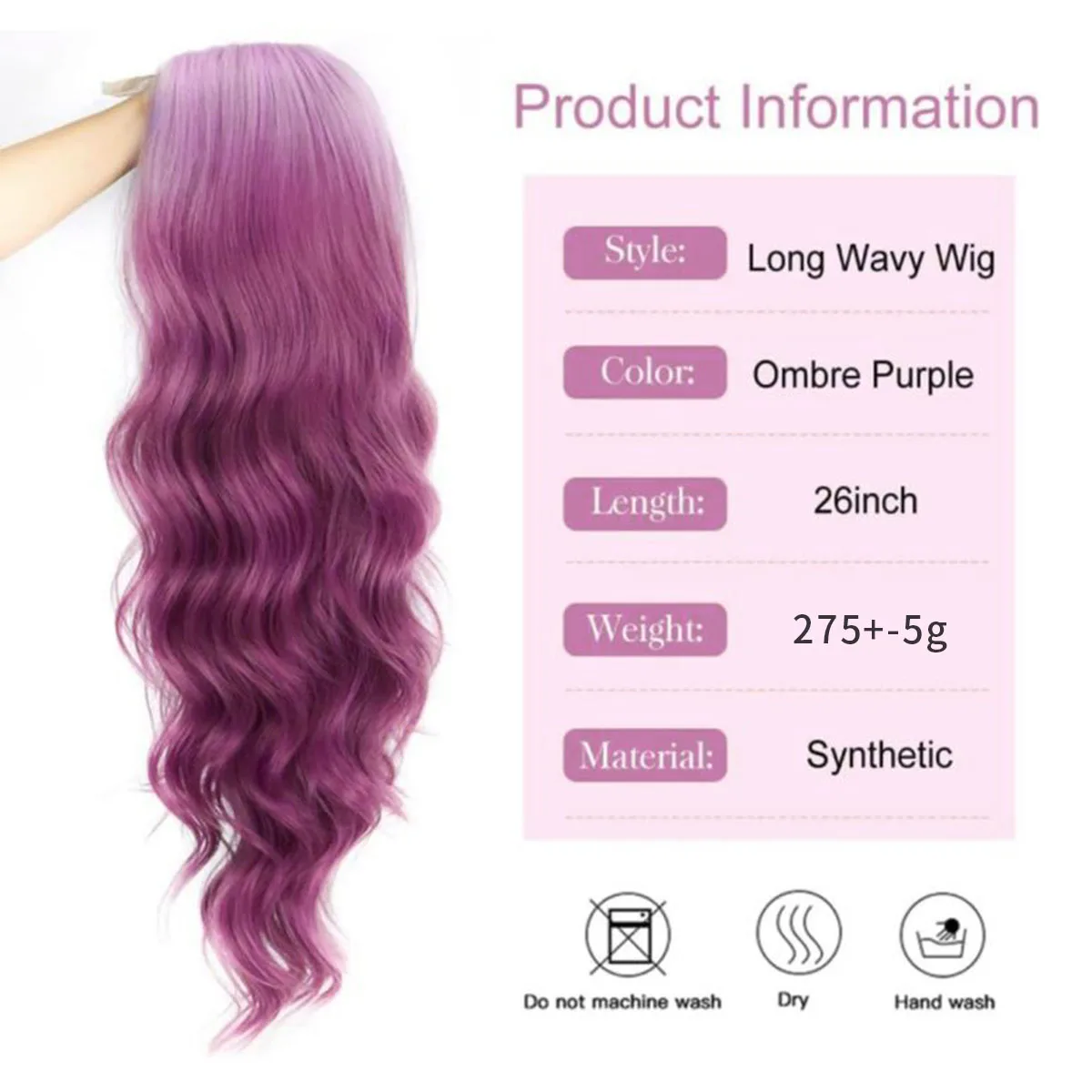 طويل متموج 4x4 الدانتيل إغلاق الجزء الأوسط شعر مستعار 26 بوصة أومبير الأرجواني شعر مستعار الاصطناعية مجعد الباروكات تأثيري حفلة للنساء مقاومة للحرارة #3