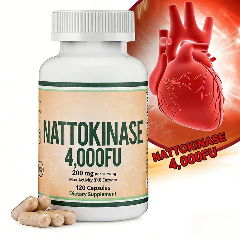 

Nattokinase supplement 4000 FU portions120 capsules (from Natto, Japan) system enzyme for cardiovascular and circulatory support