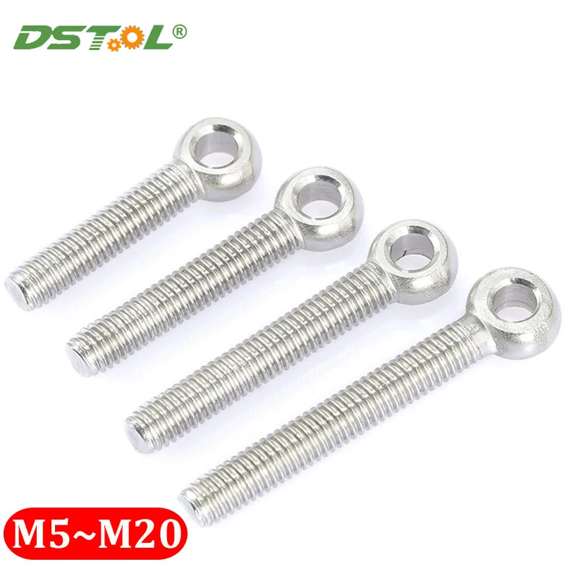 DIN444 Eye Bolt 304 Stainless Steel Round Ring Head Link Bolt Fisheye Eye Slip Hole Screw M5 M6 8M M10 M12 M14 M16 M18 M20 GB798