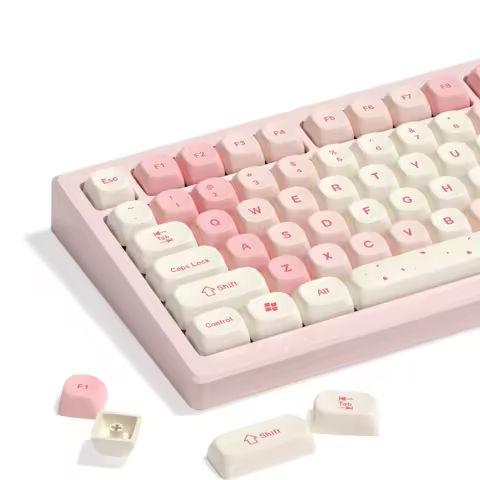Pink Cherry Blossom PBT Keycaps MOA Profile Dye-Sublimation Key cap Custom 133 Keys Set for MX Switches Mechanical Keyboard