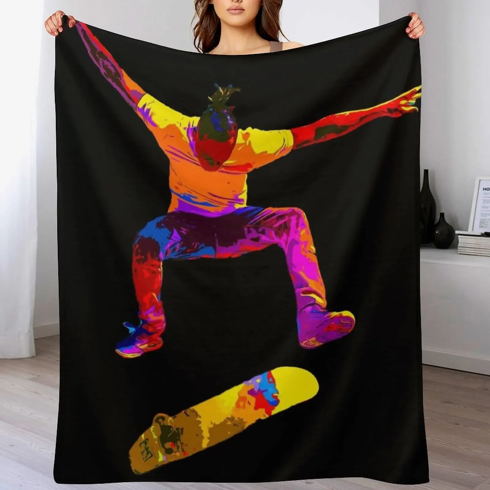 

Kickflip in Color Throw Blanket Lightweight Cozy Blanket for Bed Sofa