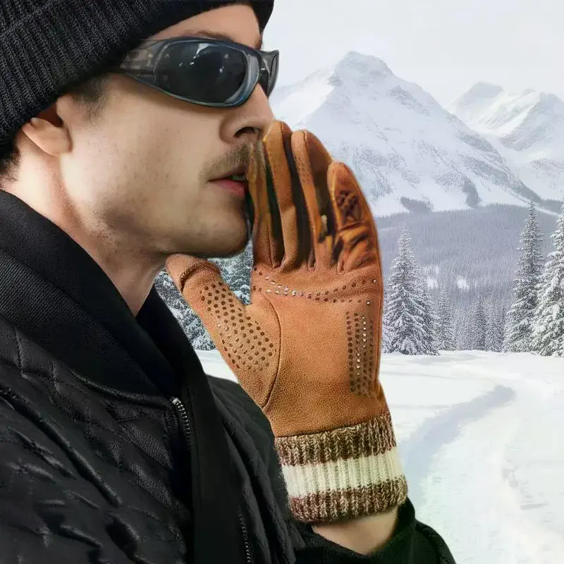 

Зимние замшевые перчатки для езды на велосипеде, ветрозащитные перчатки с откидным пальцем и сенсорным экраном, мужские зимние утолщенные перчатки для вождения для мужчин, подарки