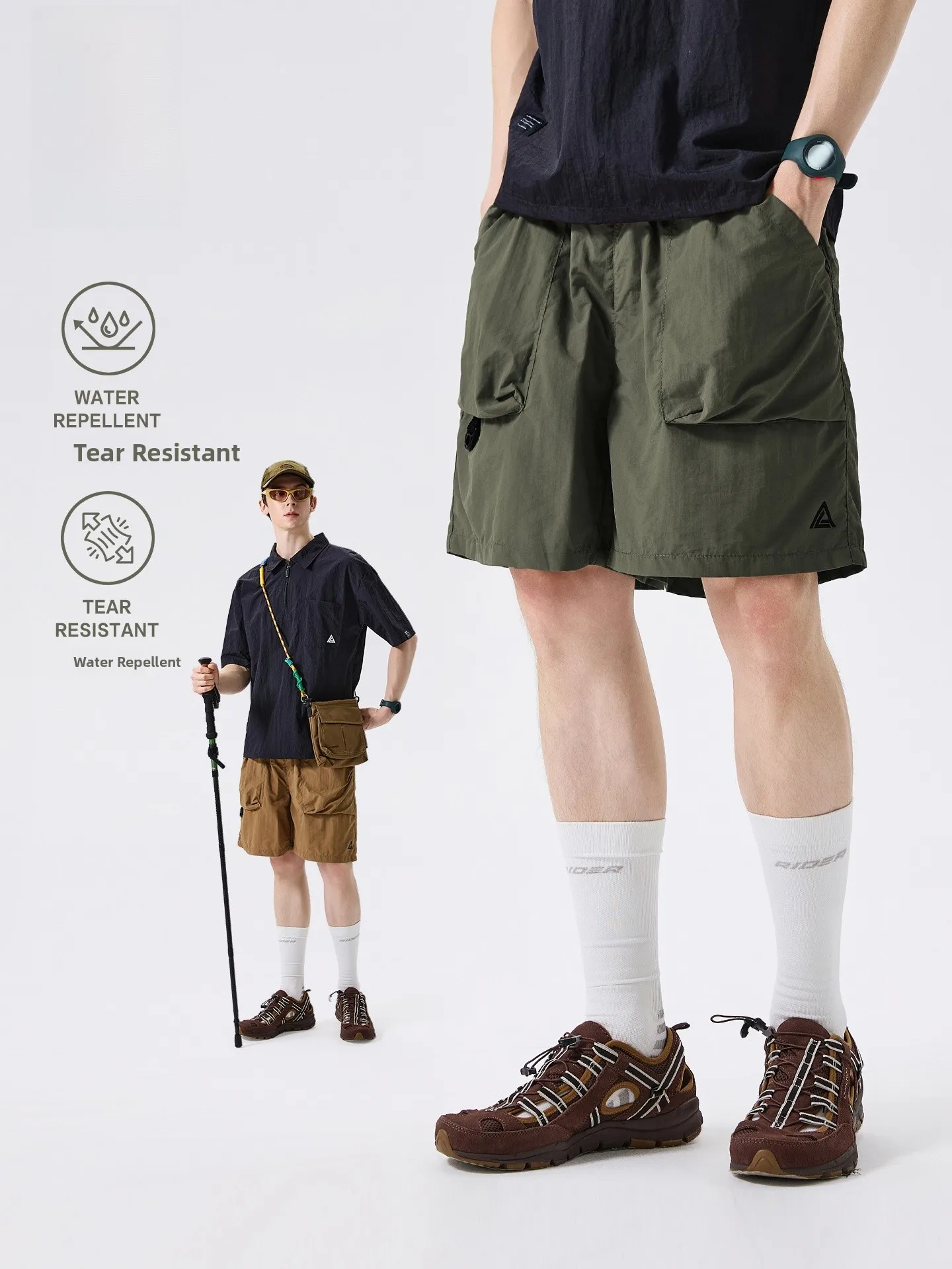LAZY DAY Outdoor Climbing Water-Resistant Quick Dry Shorts Men Summer Lightweight Breathable Casual Hiking Five-Quarter Pants