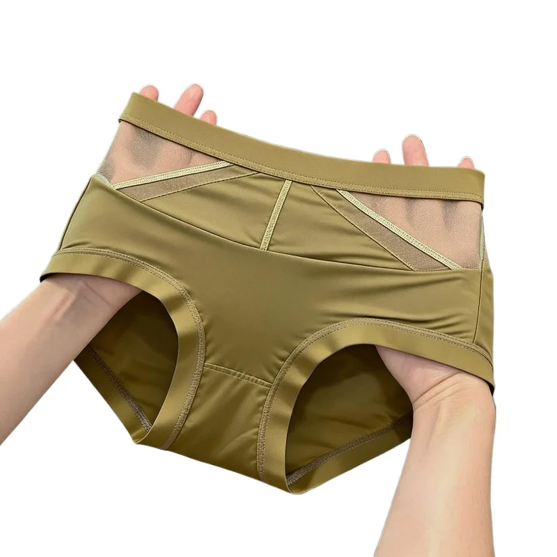 New High-waisted Slimming Women's Underwear Pure Cotton Antibacterial Crotch Thin Large-sized High-elasticity Triangular Pants