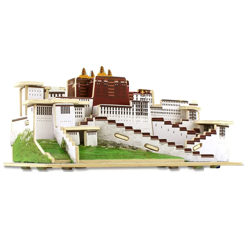 Chinese Potala Palace in Tibet World Famous Architecture 3D Wooden Puzzle DIY Toy Girl Boy Birthday Christmas Gift 1pc