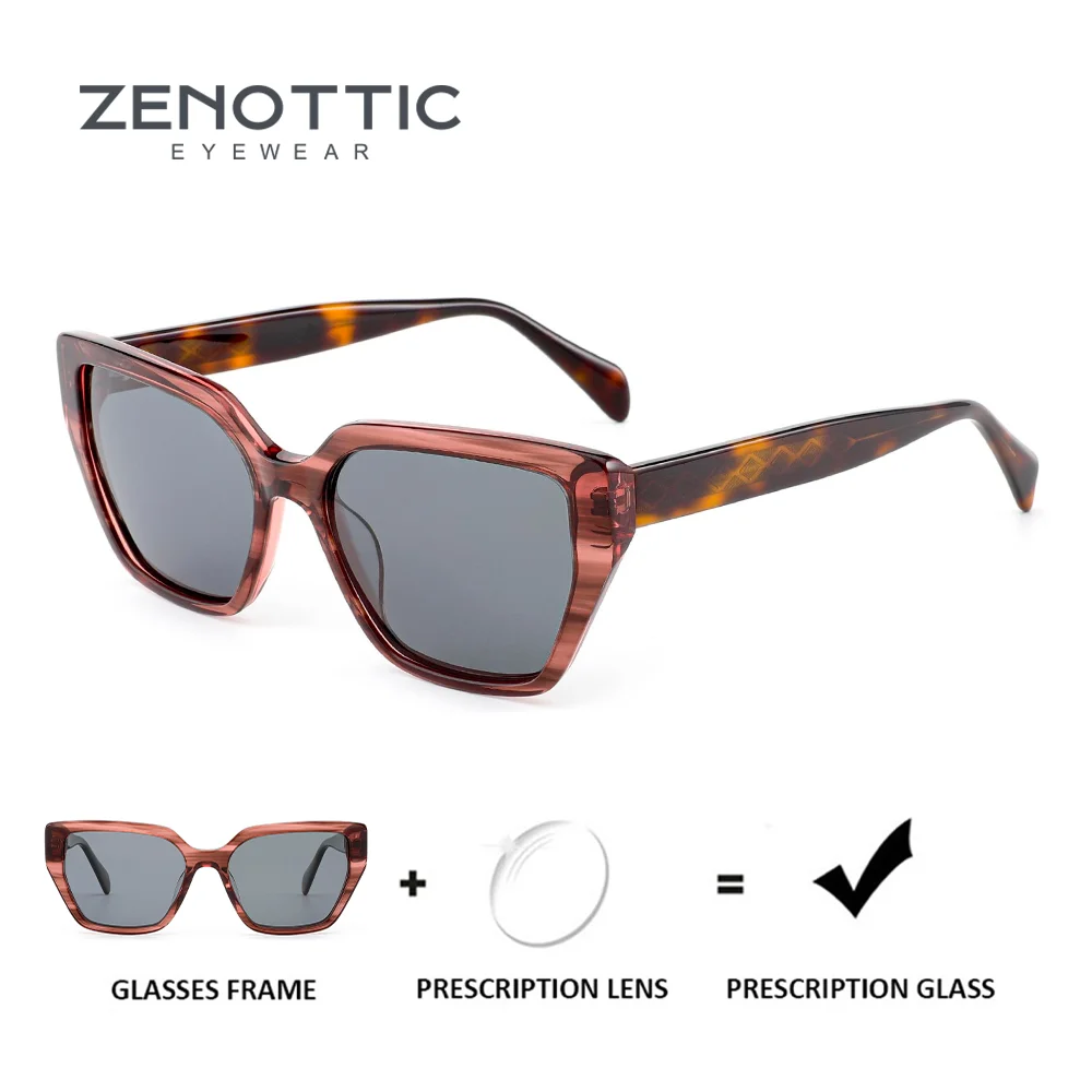 

ZENOTTIC Modish Acetate Myopia Prescription Sunglasses Women Fashion Cat Eye Uv400 Polarized Corrective Sun Glasses