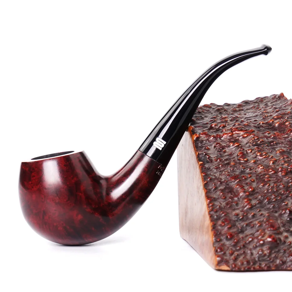 JIBILL handmade briar tobacco pipe solid wood pipe acrylic pipe handle 9mm pipe channel classic apple-style smoking pipe