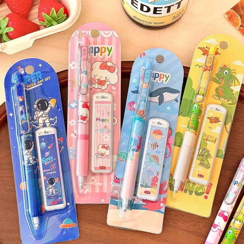 24set/lot Kawaii Dinosaur Rabbit Astronaut Mechanical Pencil Set Cute 0.5MM Drawing Writing Automatic Pen School Office Supplies