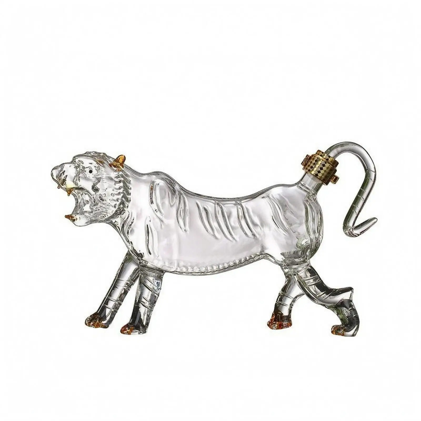 Animal-Glass Bottle Transparent Tiger Decanter Carved Glass Stopper Bottle