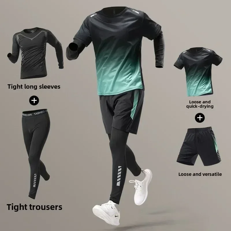 Men's Running Fitness Set Long Sleeve Quick-Dry Clothes for Morning Runs Training Professional Suitable Mens Sweatsuits Set