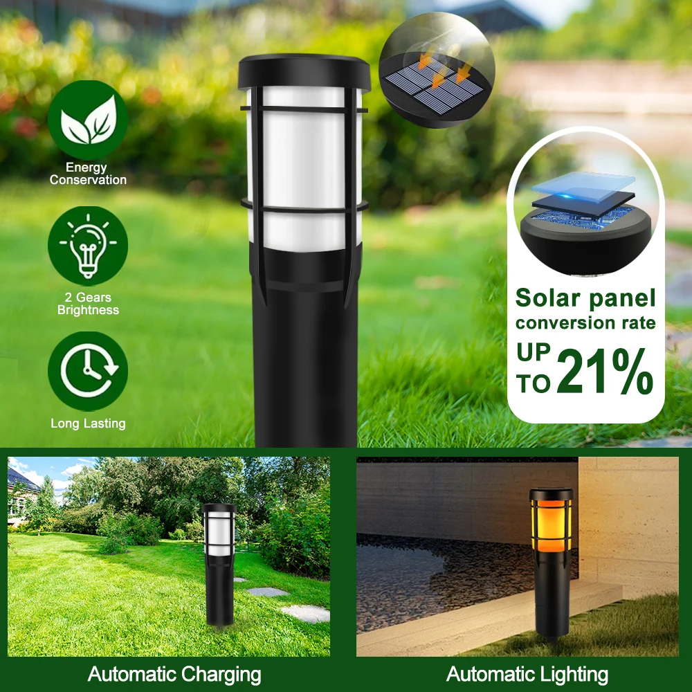 Solar Garden Pathway Lights LED Flickering Flame RGB Color Landscape Light Waterproof For Outside Lawn Patio Path Yard Decoratio