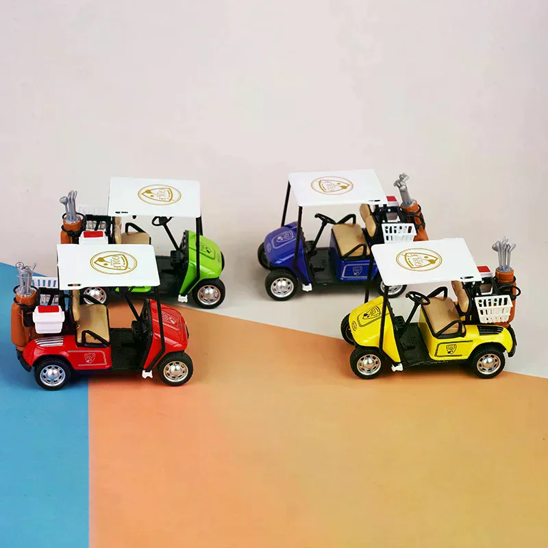 /GJ/Dollhouse Miniature Golf Cart Model Alloy Pull-back Car Kids Pretend Play Toys Doll House Accessories 1:12