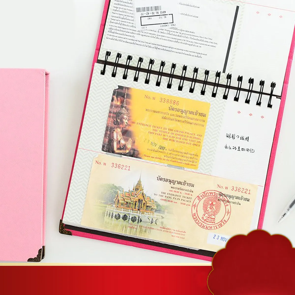 1Pcs Exquisite Ticket Collection Book Pink Photo Receipt Organizer for Long Time Use Ticket Collection Book Receipt Organizer