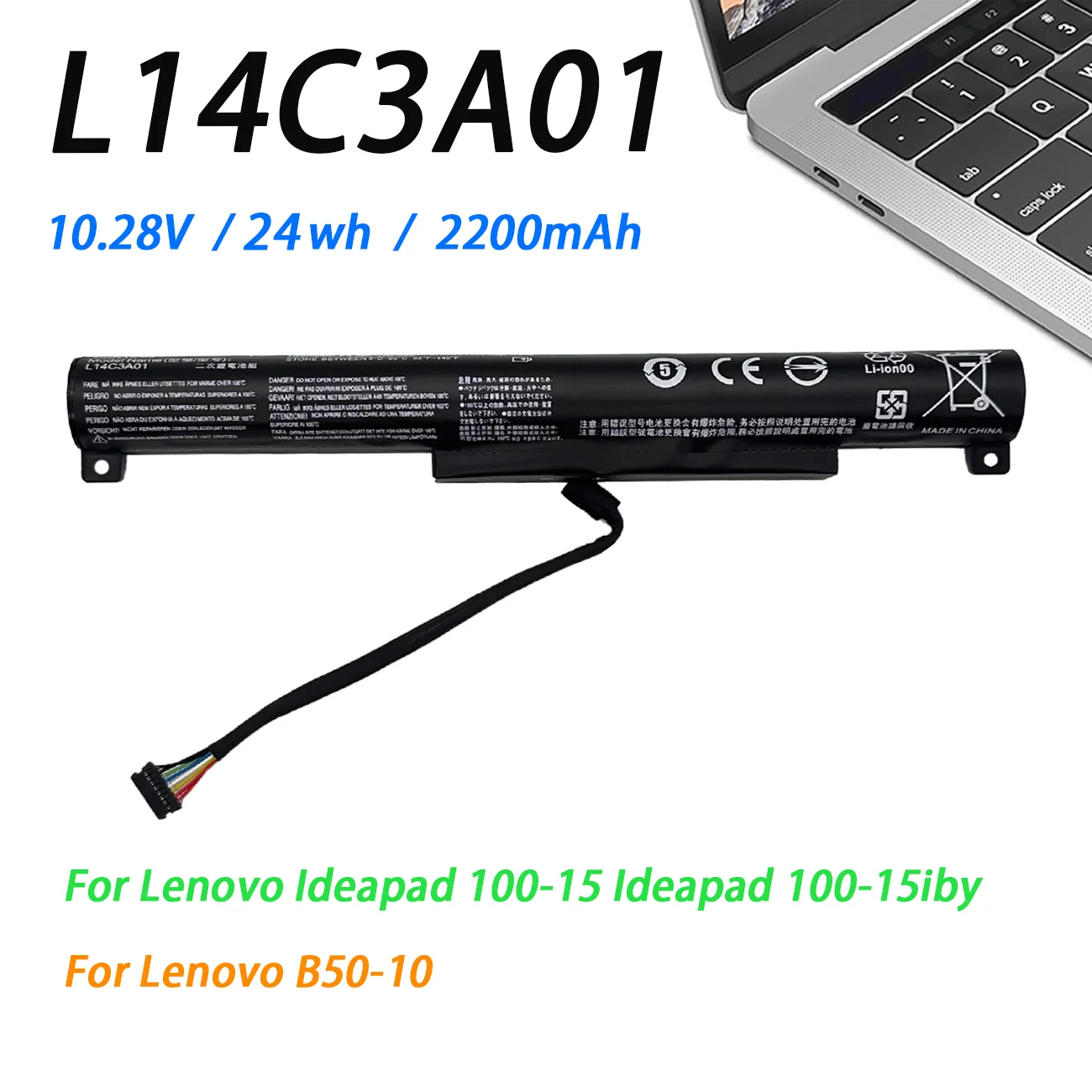 L14C3A01 L14S3A01 For Laptop Battery For Lenovo Ideapad 100-15  Ideapad 100-15iby  B50-10 10.8V 24wh/2200mAh