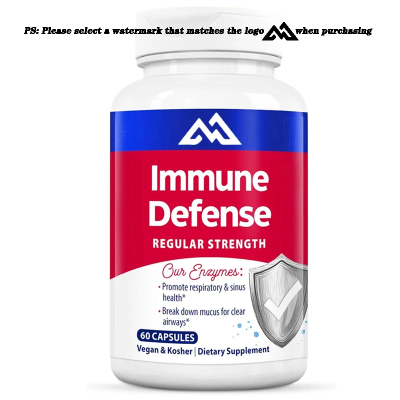 Protein hydrolase immune defense support, respiratory health, regular intensity, 60 capsules of various enzyme strains