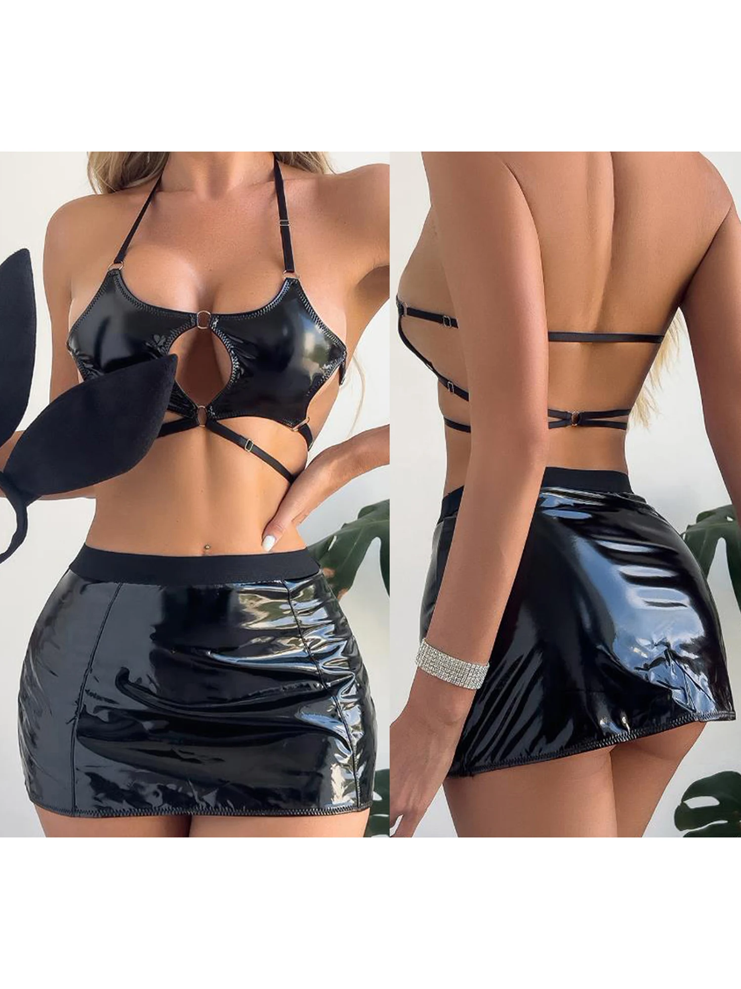 مجموعة ملابس داخلية مثيرة من الدانتيل مع حزام رباط وجوارب عالية الفخذ للنساء زي غرفة النوم المثيرة مع قفازات متطابقة