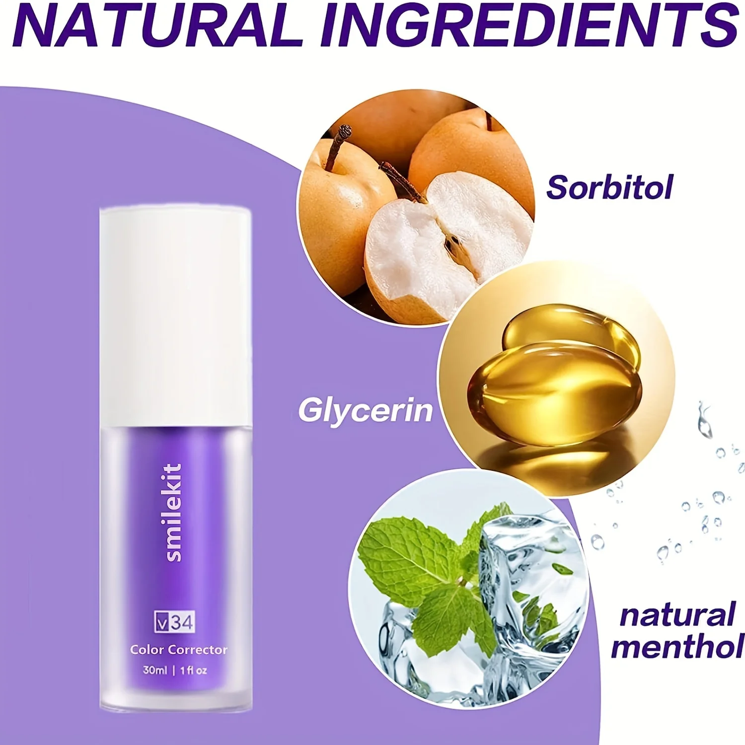 1pc Toothpaste Purple Color Corrector Toothpaste For Teeth White Brightening Tooth Care Toothpaste Reduce Yellowing