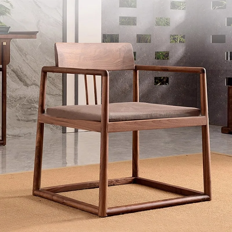 دائرة زن من خشب الجوز الأسود الصيني الجديد، كرسي شاي غرفة الشاي، كرسي تايشي من خشب الرماد #3