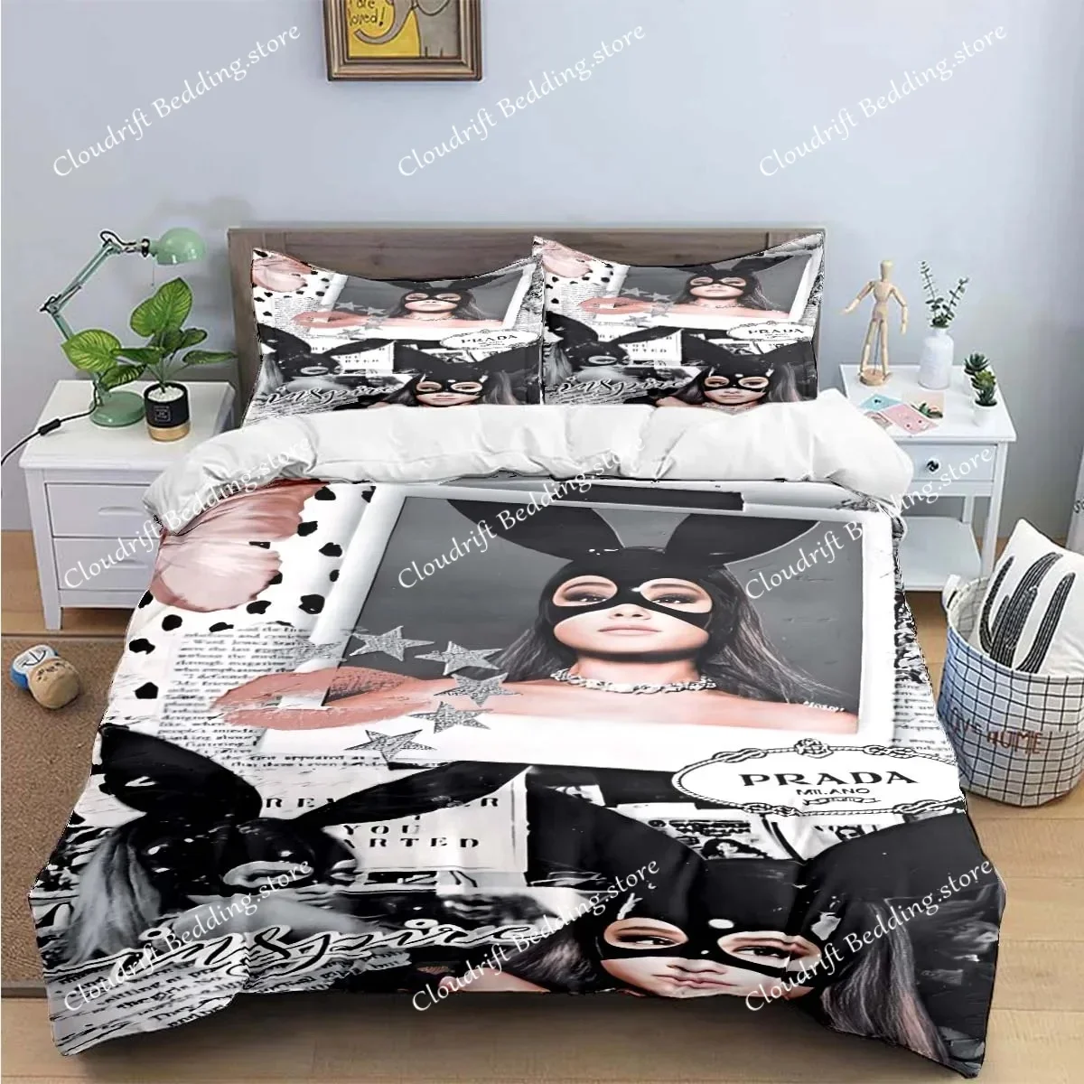 Fashion Pop Singer A-Ariana G-Grande Print Bedding Sets Bed Supplies Set Duvet Cover Bed Comforter Set Bedding Set Luxury Gift02