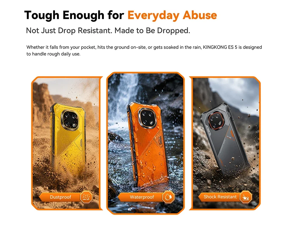 Cubot KingKong ES 5 Android Smartphone 6.88" 120Hz Screen Up to 24GB RAM(12+12GB) 256GB ROM 7000mAh Battery Rugged Phone NFC